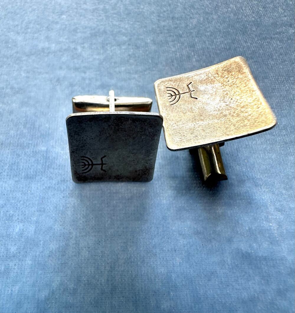 Vintage Mid Century Sterling Silver Swank Cufflinks Curved Square Tree Men's